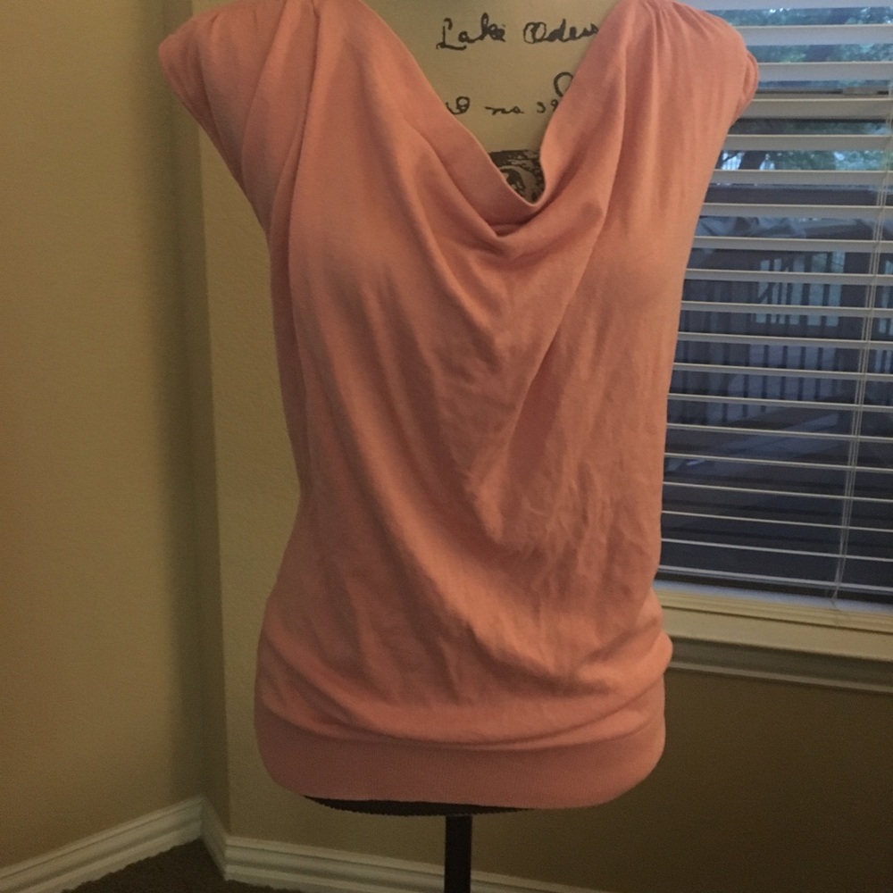 Ann Taylor Pink Cowl Neck Fitted Blouse-M